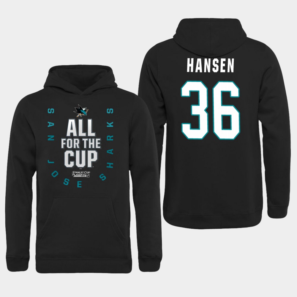 Men NHL Adidas San Jose Sharks 36 Hansen black hoodie